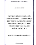 Luận án Tiến sĩ Quản trị nhân lực: Các nhân tố ảnh hưởng đến tiền lương của lao động trực tiếp trong các doanh nghiệp nhỏ và vừa thuộc các khu công nghiệp trên địa bàn thành phố Hà Nội