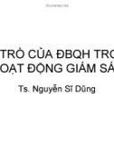 Bài giảng Vai trò của ĐBQH trong hoạt động giám sát - TS. Nguyễn Sĩ Dũng