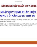 Bài giảng Cập nhật quy định pháp luật thuế áp dụng từ năm 2016 trở đi