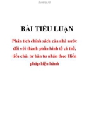 bài tiểu luận Phân tích chính sách của nhà nước đối với thành phần kinh tế cá thể, tiểu chủ, tư bản tư nhân theo Hiến pháp hiện hành