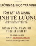 Tóm tắt bài giảng kinh tế lượng - Chương 1