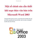 Một số chỉnh sửa cần thiết khi soạn thảo văn bản trên Microsoft Word 2003