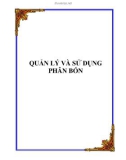 Quản lý và sử dụng phân bón