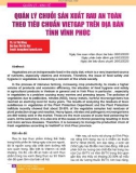 Quản lý chuỗi sản xuất rau an toàn theo tiêu chuẩn VietGAP trên địa bàn tỉnh Vĩnh Phúc