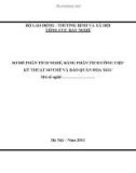 Sơ đồ phân tích nghề - Bảng phân tích công việc: Nghề Kỹ thuật sơ chế và bảo quản hoa màu