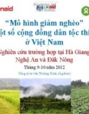 Bài giảng 'Mô hình giảm nghèo' tại một số cộng đồng dân tộc thiểu số ở Việt Nam (Nghiên cứu trường hợp tại Hà Giang, Nghệ An và Đăk Nông)