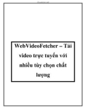 WebVideoFetcher – Tải video trực tuyến với nhiều tùy chọn chất lượng