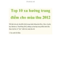 Top 10 xu hướng trang điểm cho mùa thu 2012