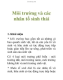 Môi trường và các nhân tố sinh thái