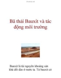 Bã thải Bauxit và tác động môi trường