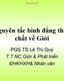 Bài giảng Nguyên tắc bình đẳng thực chất về giới - PGS.TS. Lê Thị Quý