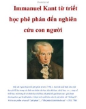 Immanuel Kant từ triết học phê phán đến nghiên cứu con người