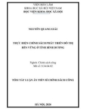 Tóm tắt Luận án Tiến sĩ Chính sách công: Thực hiện chính sách phát triển đô thị bền vững ở tỉnh Bình Dương