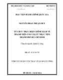 Tóm tắt Luận văn Thạc sĩ Quản lý công: Tổ chức thực hiện chính sách về thanh niên ở đô thị từ thực tiễn Thành phố Hồ Chí Minh