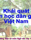 Bài giảng Ngữ văn 10 tuần 2: Khái quát văn học dân gian việt nam