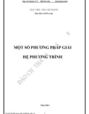 Một số phương pháp giải hệ phương trình - Đào Chí Thanh