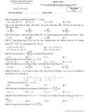 Đề thi thử tốt nghiệp THPT năm 2021 môn Toán có đáp án - Trường THPT Đồng Quan