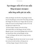 Tạo blogger mẫu bố trí các mẫu blog myspace myspace mẫu blog miễn phí các mẫu