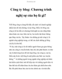 Công ty blog: Chương trình nghị sự của họ là gì?