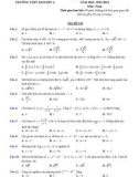 Đề thi học kì 1 môn Toán lớp 12 năm 2023-2024 có đáp án - Trường THPT Kim Sơn A, Ninh Bình