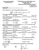 Đề thi thử tốt nghiệp THPT môn Toán năm 2022-2023 (Lần 1) - Sở GD&ĐT Hòa Bình
