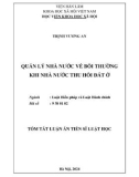 Tóm tắt Luận án Tiến sĩ Luật học: Quản lý Nhà nước về bồi thường khi Nhà nước thu hồi đất ở