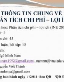 Bài giảng Phân tích chi phí lợi ích (Phần 1): Chương 1 - ThS. Ngô Minh Nam