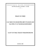 Luận văn Thạc sĩ Quản trị kinh doanh: Các nhân tố ảnh hưởng đến ứng dụng IoT tại Công ty Lữ hành Hanoitourist