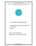 Đề cương chi tiết học phần Quản trị doanh nghiệp nhỏ và vừa (Mã học phần: SME331)