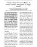 Foreign employment and its impact on human resource management for supply chains