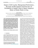 Impact of job loyalty, management performance, rewards and recognition and firm size on profitability in supply chain of bank: Empirical study on Islamic banks in Iraq