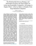 The relationship between strategy and information systems and their impact on achieving sustainable competitive advantage in supply chain - A survey study on samples from Iraqi industrial companies