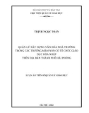 Luận án Tiến sĩ Quản lý giáo dục: Quản lý xây dựng văn hóa nhà trường trong các trường mầm non có tổ chức giáo dục hòa nhập trên địa bàn thành phố Hải Phòng