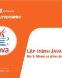 Bài giảng Lập trình Java 1 - Bài 3: Mảng và lệnh lặp