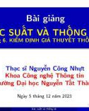 Bài giảng Xác suất và thống kê: Chương 6 - ThS. Nguyễn Công Nhựt