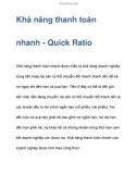 Khả năng thanh toán nhanh - Quick Ratio