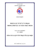 Tóm tắt Luận văn Thạc sĩ Luật học: Pháp luật về xử lý vi phạm trong lĩnh vực an toàn thực phẩm