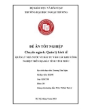 Đề án tốt nghiệp ngành Quản lý kinh tế: Quản lý nhà nước về đầu tư vào các khu công nghiệp trên địa bàn tỉnh Vĩnh Phúc