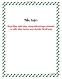 Tiểu luận: Hoạt động ngân hàng trong môi trường cạnh tranh tại ngân hàng thương mại cổ phần Tiên Phong