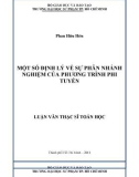 Luận văn Thạc sĩ Toán học: Một số định lý về sự phân nhánh nghiệm của phương trình phi tuyến