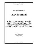 Luận án tiến sĩ Kinh tế: Quản trị lợi nhuận khi phát hành thêm cổ phiếu của các công ty niêm yết trên thị trường chứng khoán Việt Nam