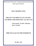 Tóm tắt Luận án tiến sĩ Kinh tế: Hiệu quả tài chính của các tổ chức tổ chức tài chính vi mô chính thức tại Việt Nam