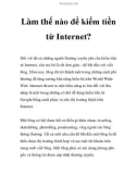 Làm thế nào để kiếm tiền từ Internet?