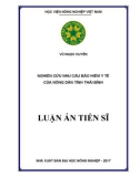 Luận án tiến sĩ Kinh tế: Nghiên cứu nhu cầu bảo hiểm y tế của nông dân tỉnh Thái Bình