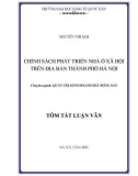 Tóm tắt Luận văn Thạc sĩ Quản trị kinh doanh: Chính sách phát triển nhà ở xã hội trên địa bàn thành phố Hà Nội