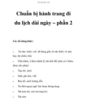 Chuẩn bị hành trang đi du lịch dài ngày – phần 2