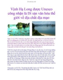 Vịnh Hạ Long được Unesco công nhận là Di sản văn hóa thế giới về địa chất địa mạo