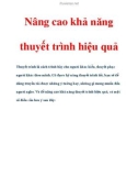 Nâng cao khả năng thuyết trình hiệu quả