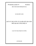 Luận văn Thạc sĩ Quản lý công: Quản lý nhà nước về văn hóa dân tộc Thái trên địa bàn tỉnh Nghệ An