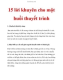 15 lời khuyên cho một buổi thuyết trình